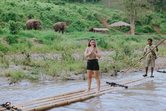 Chiang Mai 4 in 1 : 2 days - 1 Nights. Elephants Camp + Adventure - Day one: bamboo canoes, forest paths, and the waterfall room
