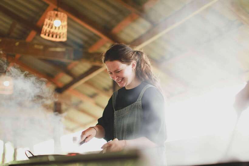 Chiang Mai: HALF-DAY COOKING COURSE at a Thai Cooking Farm - An open-air farm kitchen with individual workstations
