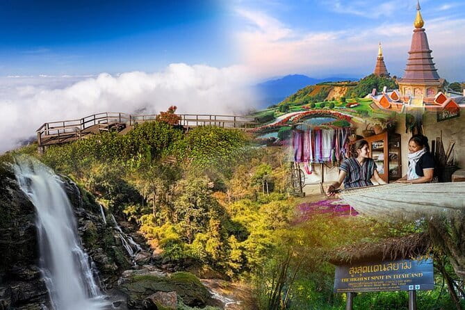 ChiangMai 1DayTour:Elephant Sanctuary,king&queen pagoda,waterfall - Lunch before the mountain sights
